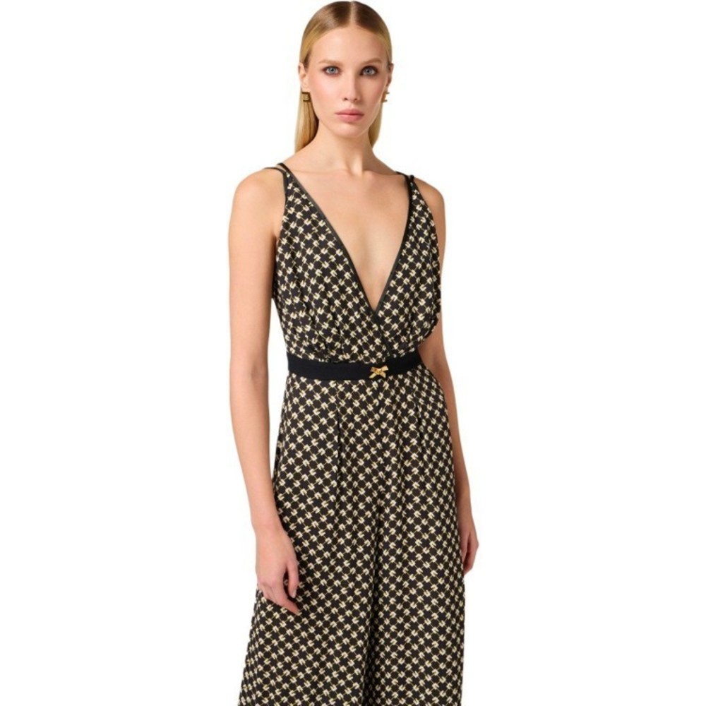 Elisabetta Franchi Nero Burro Patterned Jumpsuit - NWT - Picture 3 of 6